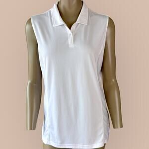 Wilson Athletic Sleeveless Performance Golf Tennis Polo Shirt Women XL White